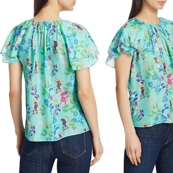 TANYA TAYLOR Eve Printed Ruffle Blouse $298 S - Picture 9 of 9